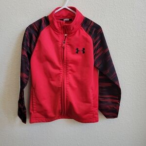 Under Armour Youth Red & Black Full Zip Hoodie Size 4.